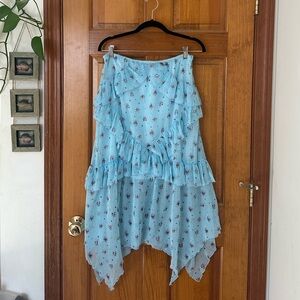 Urban Outfitters Blue Midi Ruffle Skirt